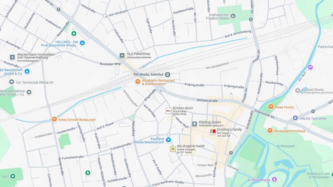 Deine Route zur Geschäftsstelle in Rheda-Wiedenbrück via Google Maps